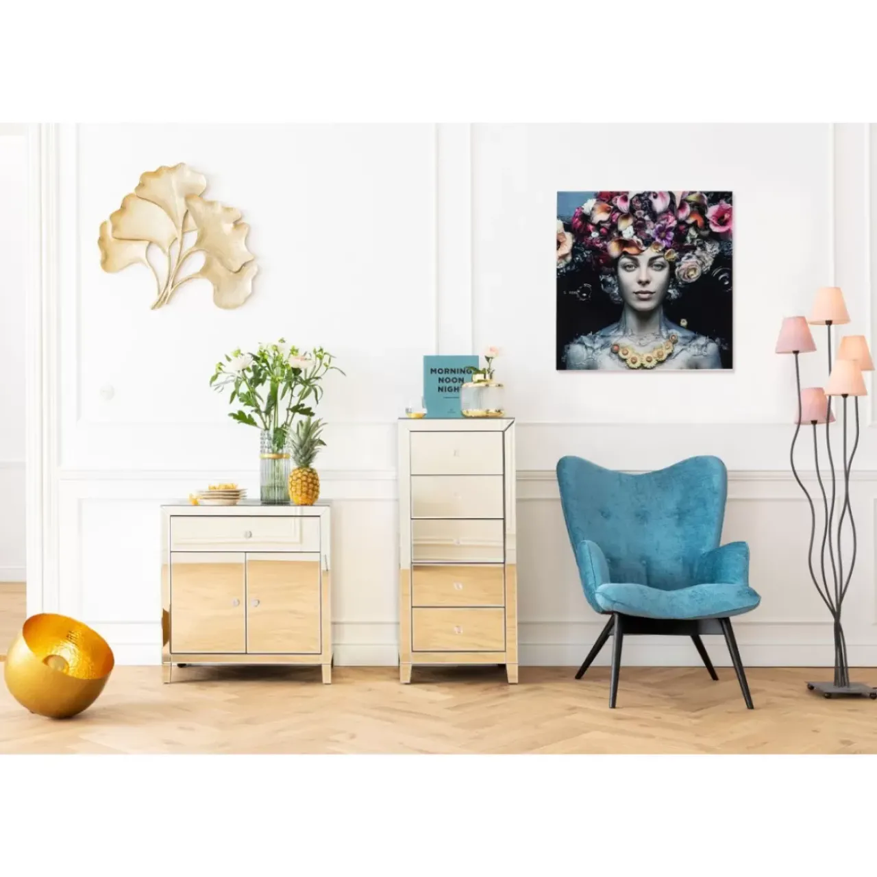 KARE Design Bilder-Bild Glas Flower Art Lady 80X80Cm