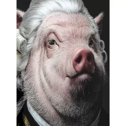KARE Design Bilder-Bild Glas Gentleman Pig 120X120