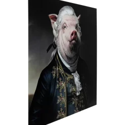 KARE Design Bilder-Bild Glas Gentleman Pig 120X120