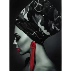 KARE Design Bilder-Bild Glas Lady Red Earring 80X120