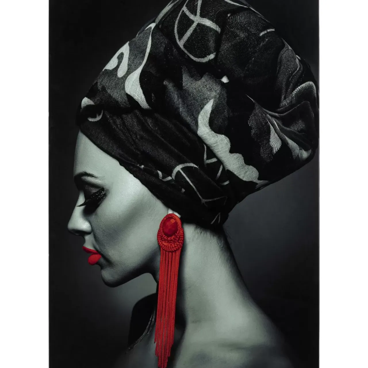 KARE Design Bilder-Bild Glas Lady Red Earring 80X120