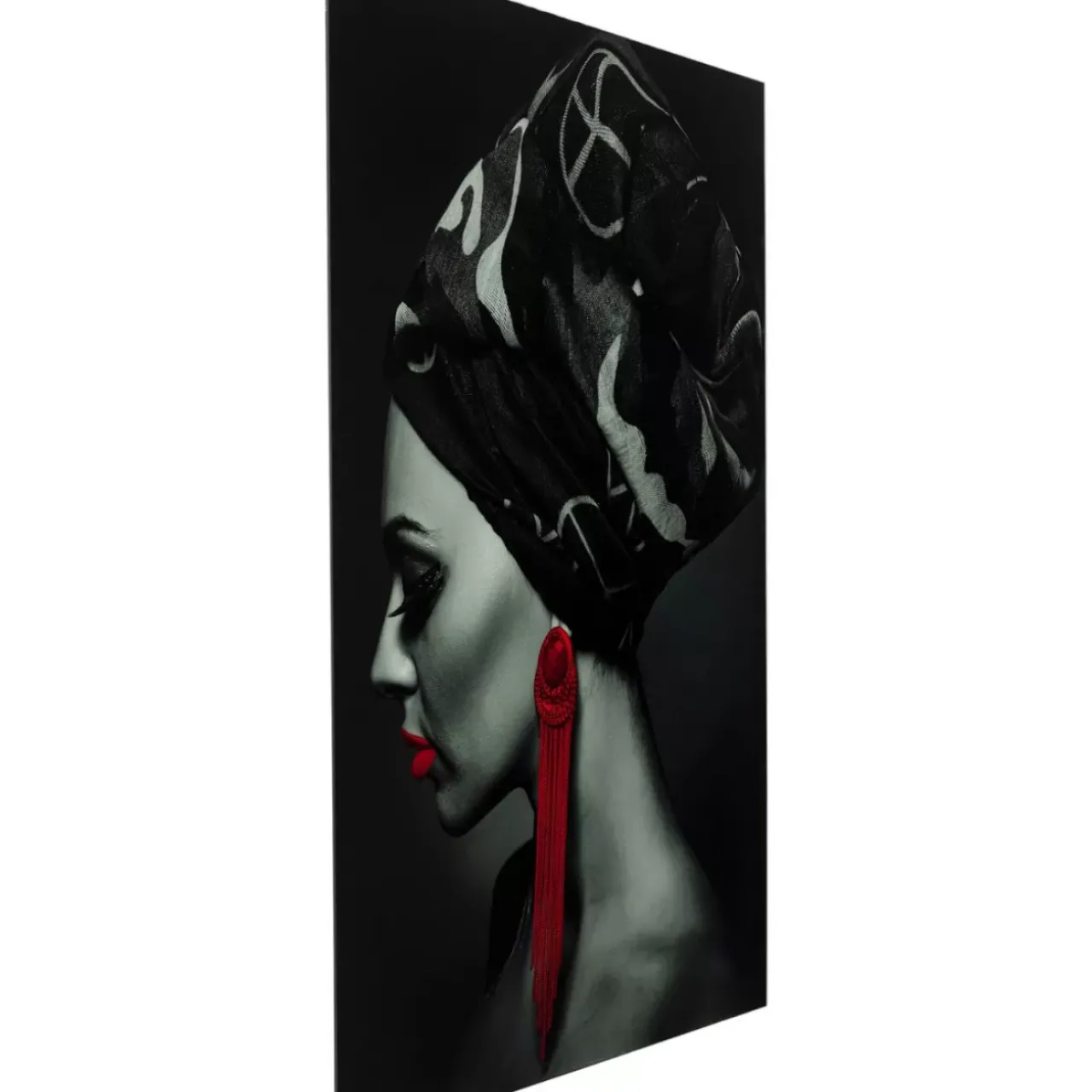 KARE Design Bilder-Bild Glas Lady Red Earring 80X120