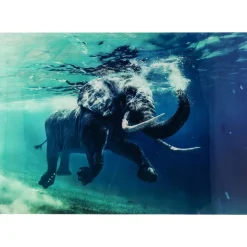 KARE Design Bilder-Bild Glas Swimming Elephant 180X120Cm
