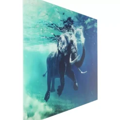 KARE Design Bilder-Bild Glas Swimming Elephant 180X120Cm