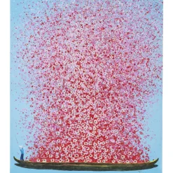 KARE Design Bilder-Bild Touched Flower Boat Blau Pink 80X100Cm