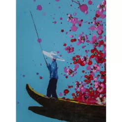 KARE Design Bilder-Bild Touched Flower Boat Blau Pink 160X120Cm