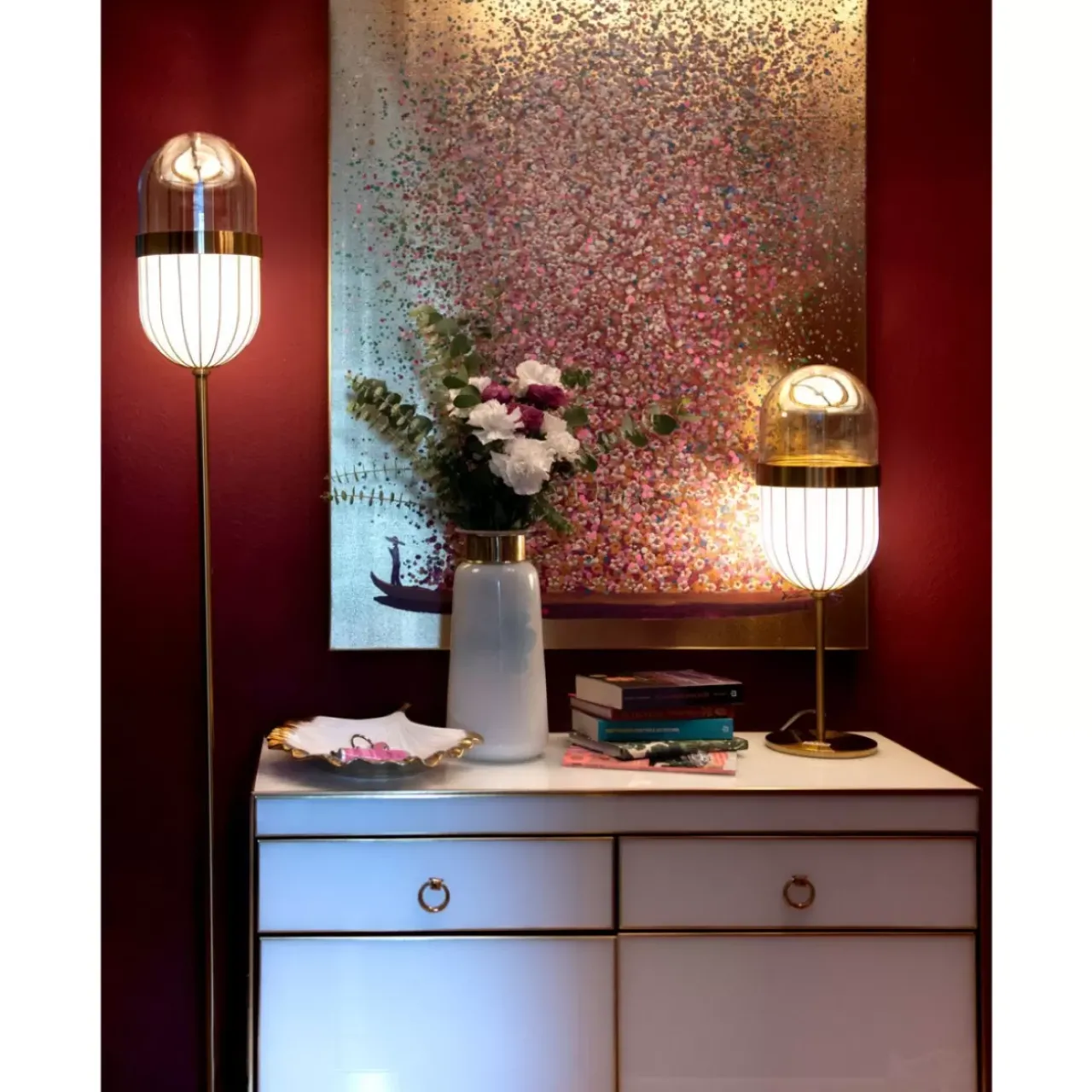 KARE Design Bilder-Bild Touched Flower Boat Gold Pink 100X80Cm