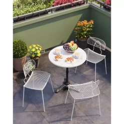KARE Design Outdoormöbel-Bistrotisch Kaffeehaus Rund Weiss O60