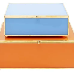 KARE Design Aufbewahrung & Ordnung-Box Neomi Orange Blau (2/Set)
