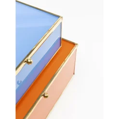 KARE Design Aufbewahrung & Ordnung-Box Neomi Orange Blau (2/Set)