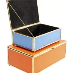 KARE Design Aufbewahrung & Ordnung-Box Neomi Orange Blau (2/Set)