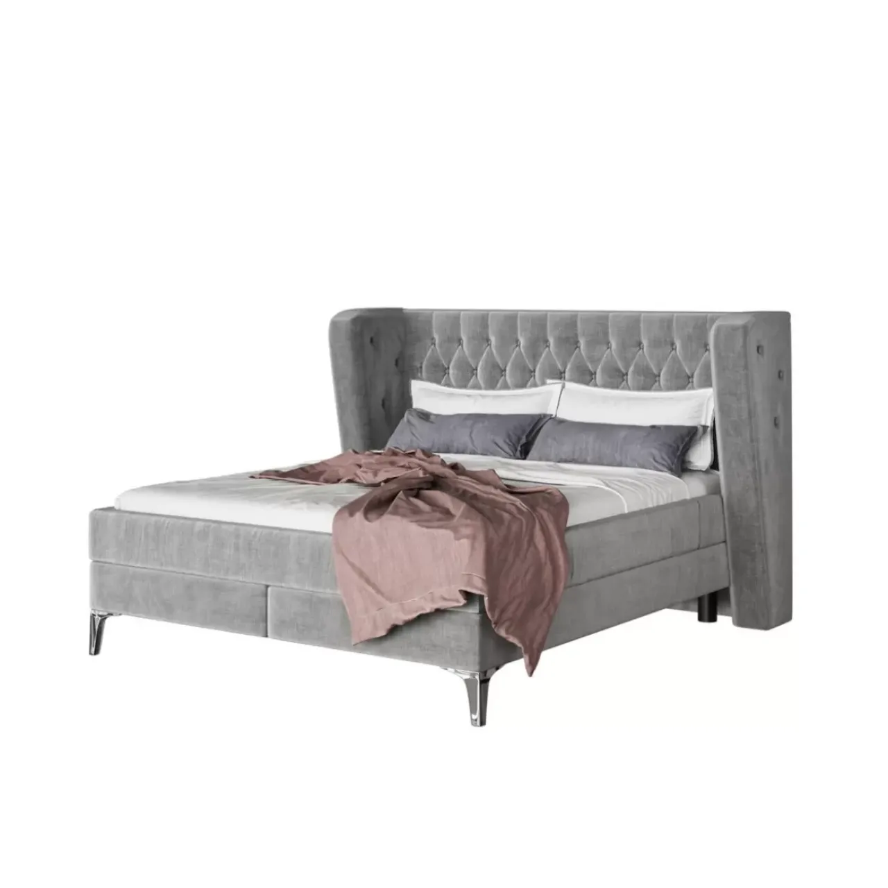 KARE Design Betten-Boxspringbett Benito Moon Grau 160X200Cm