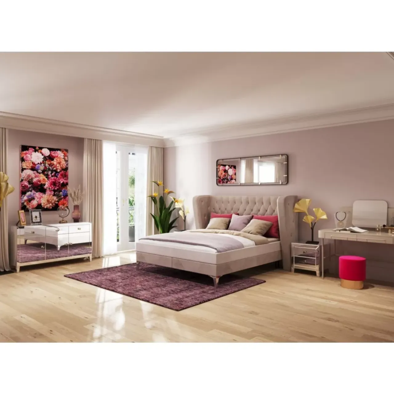 KARE Design Betten-Boxspringbett Benito Moon Creme 160X200Cm