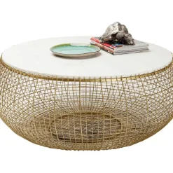 KARE Design Tische-Couchtisch Cesta Marmor Gold O100Cm