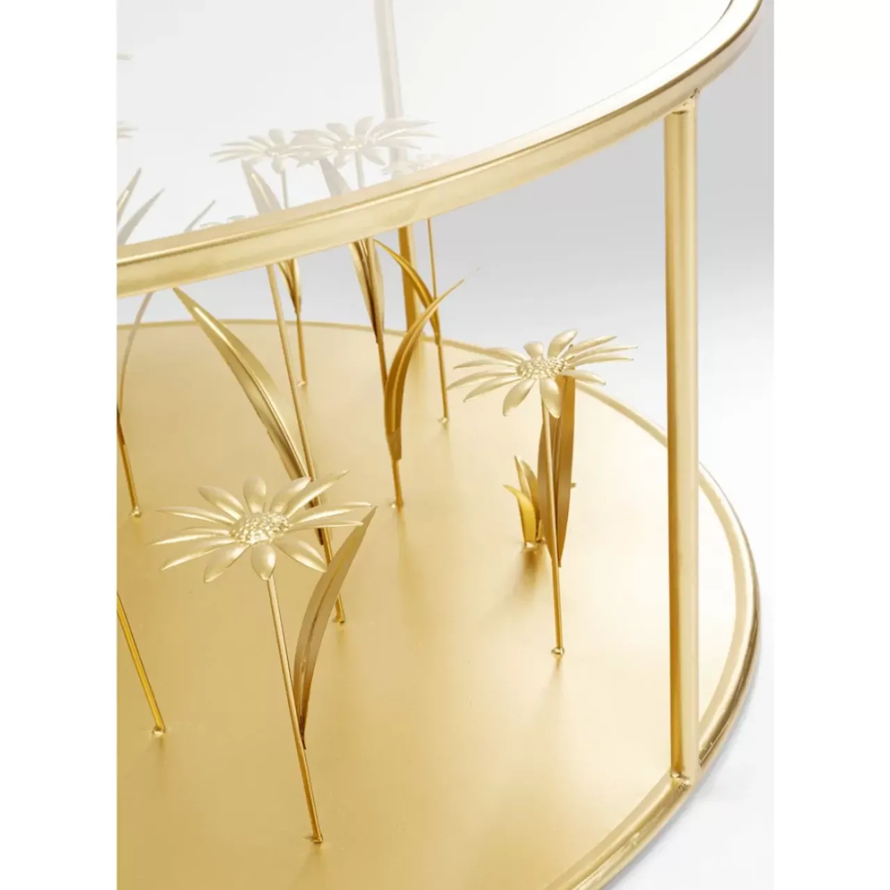 KARE Design Tische-Couchtisch Flower Meadow Gold O80