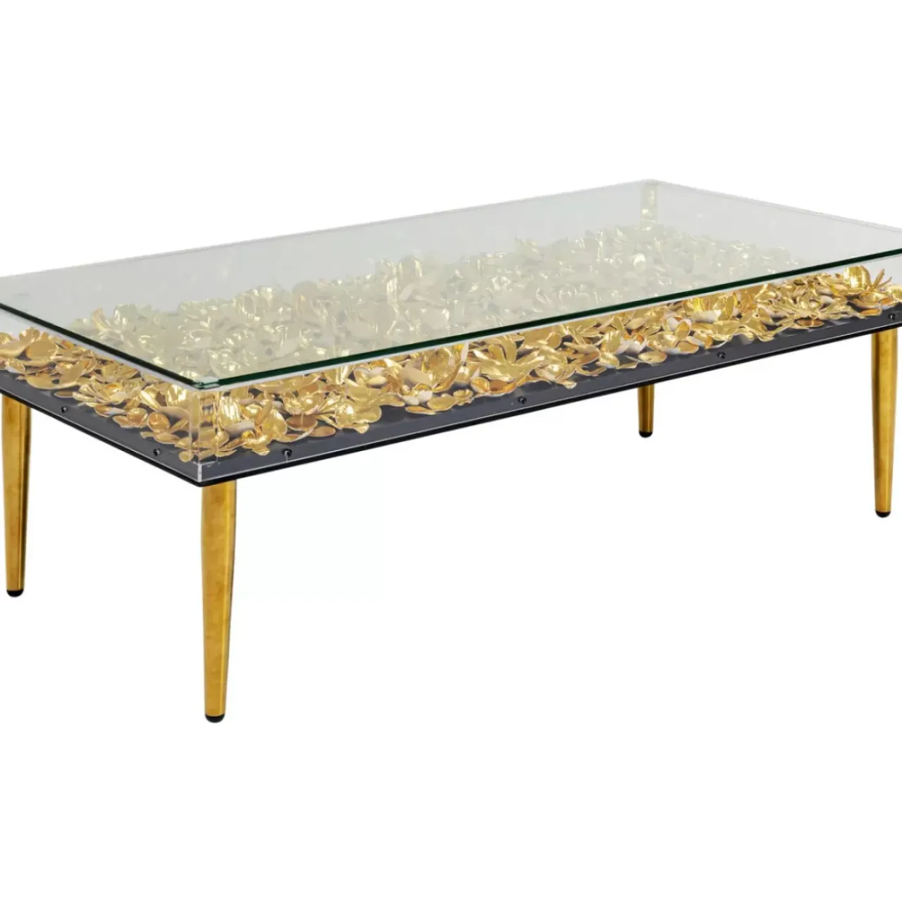 KARE Design Tische-Couchtisch Gold Flowers 120X60