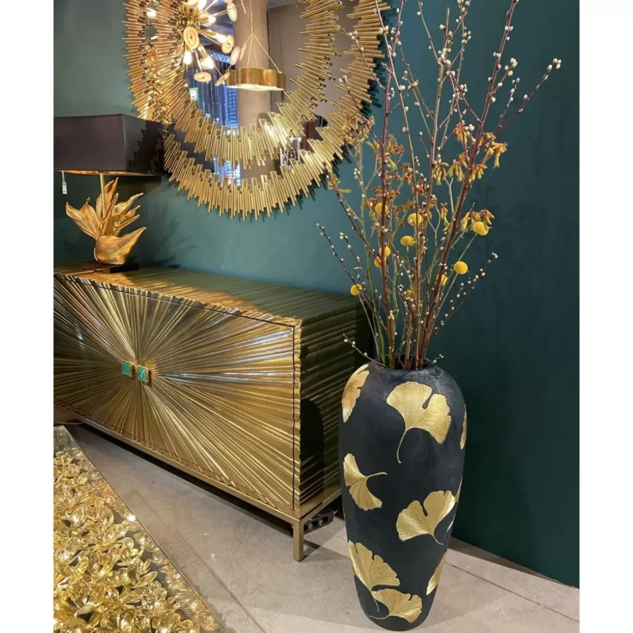 KARE Design Tische-Couchtisch Gold Flowers 120X60