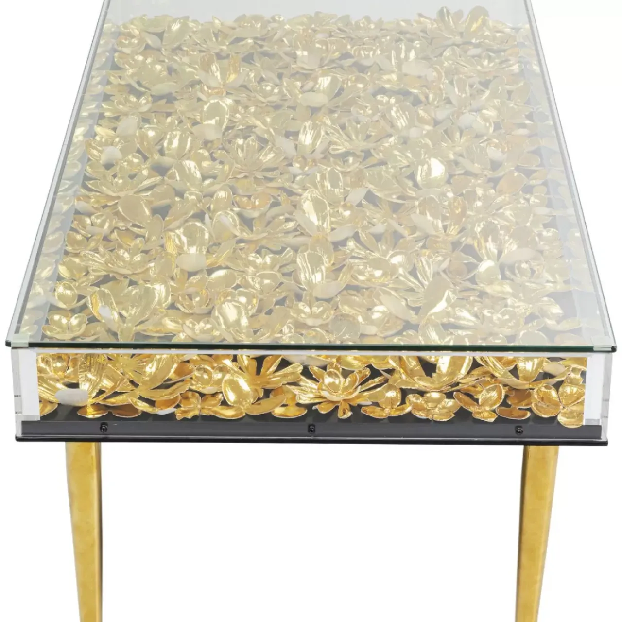 KARE Design Tische-Couchtisch Gold Flowers 120X60