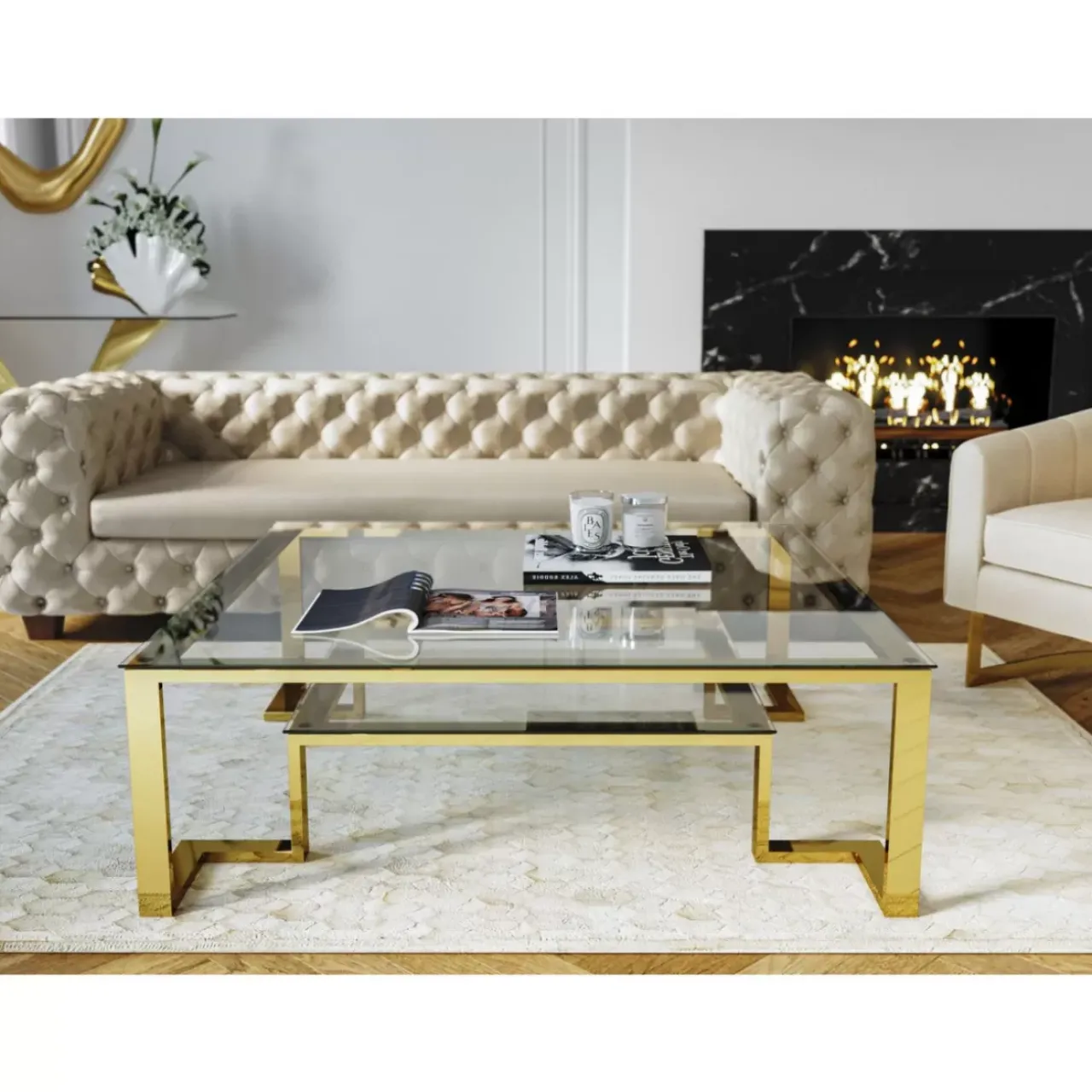 KARE Design Tische-Couchtisch Gold Rush 120X120Cm