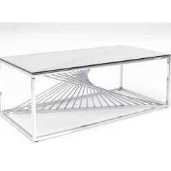 KARE Design Tische-Couchtisch Laser Silber Klarglas 120X60