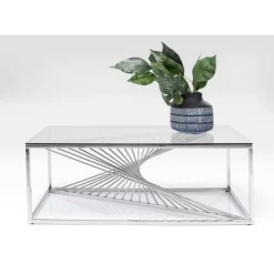 KARE Design Tische-Couchtisch Laser Silber Klarglas 120X60