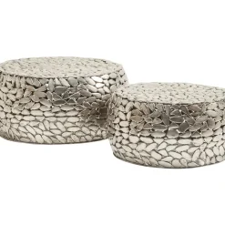 KARE Design Tische-Couchtisch Pebbles Deluxe Silber (2/Set)