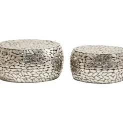 KARE Design Tische-Couchtisch Pebbles Deluxe Silber (2/Set)