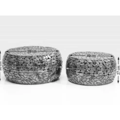 KARE Design Tische-Couchtisch Pebbles Deluxe Silber (2/Set)