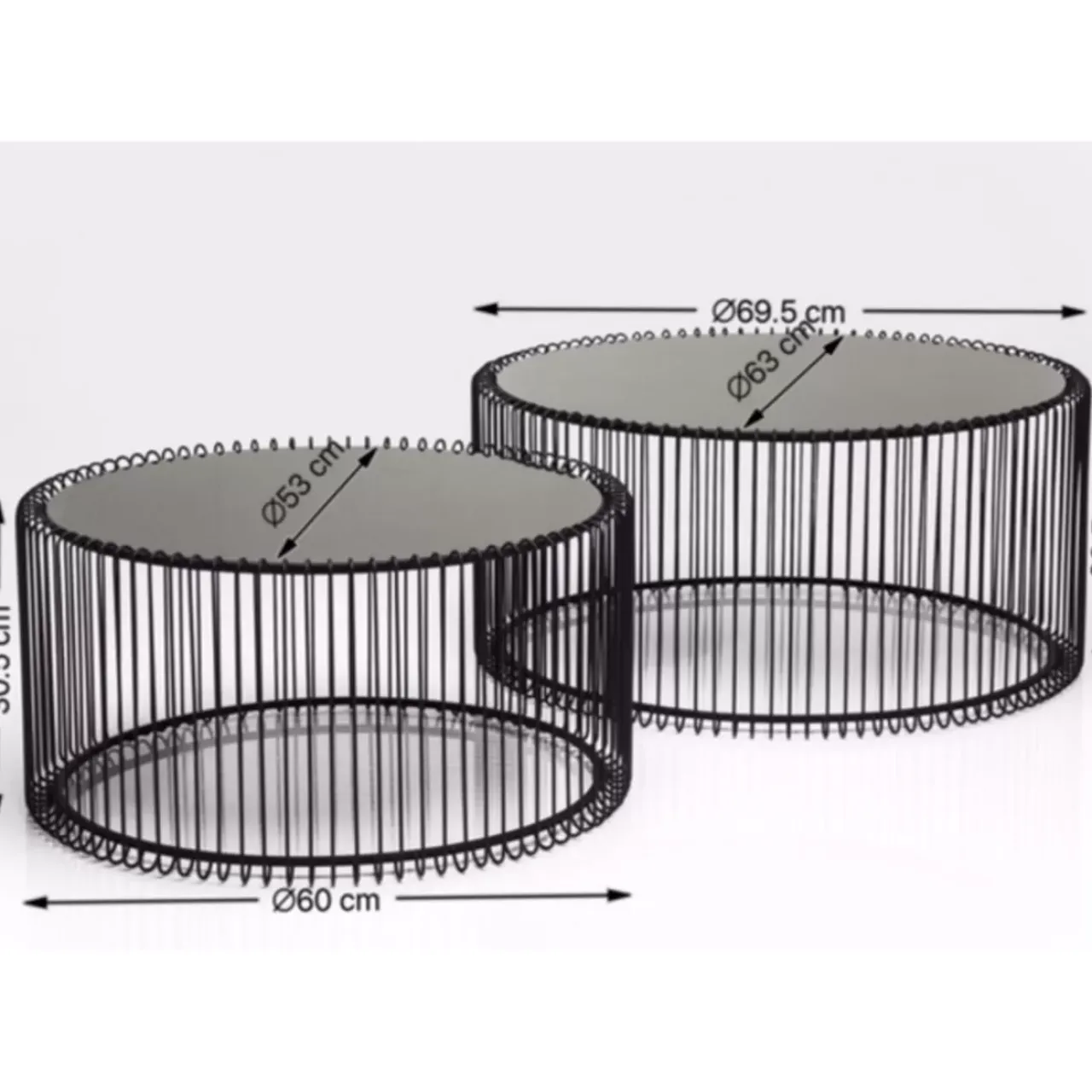 KARE Design Tische-Couchtisch Wire Black (2/Set)