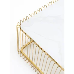 KARE Design Tische-Couchtisch Wire Glas Marble Weis 145X70Cm