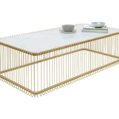 KARE Design Tische-Couchtisch Wire Glas Marble Weis 145X70Cm