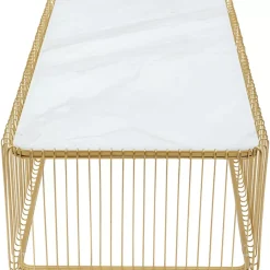 KARE Design Tische-Couchtisch Wire Glas Marble Weis 145X70Cm