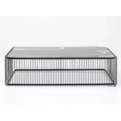 KARE Design Tische-Couchtisch Wire Glas Marble Schwarz 145X70Cm