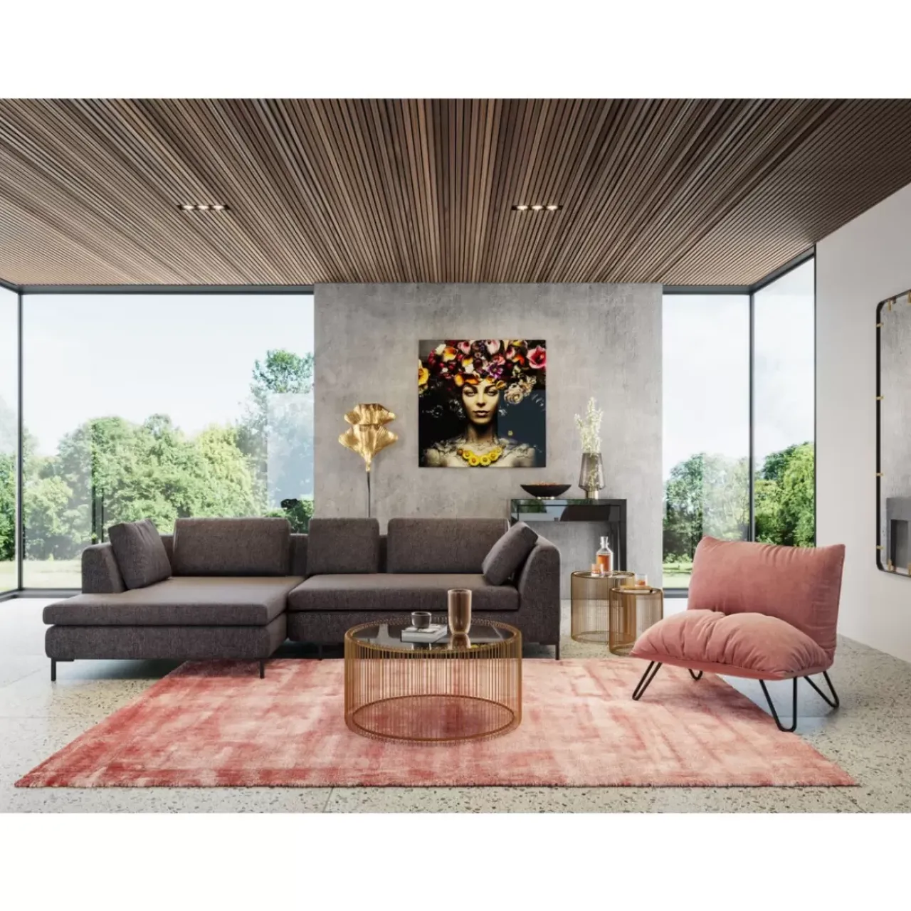 KARE Design Tische-Couchtisch Wire Uno Brass O80Cm