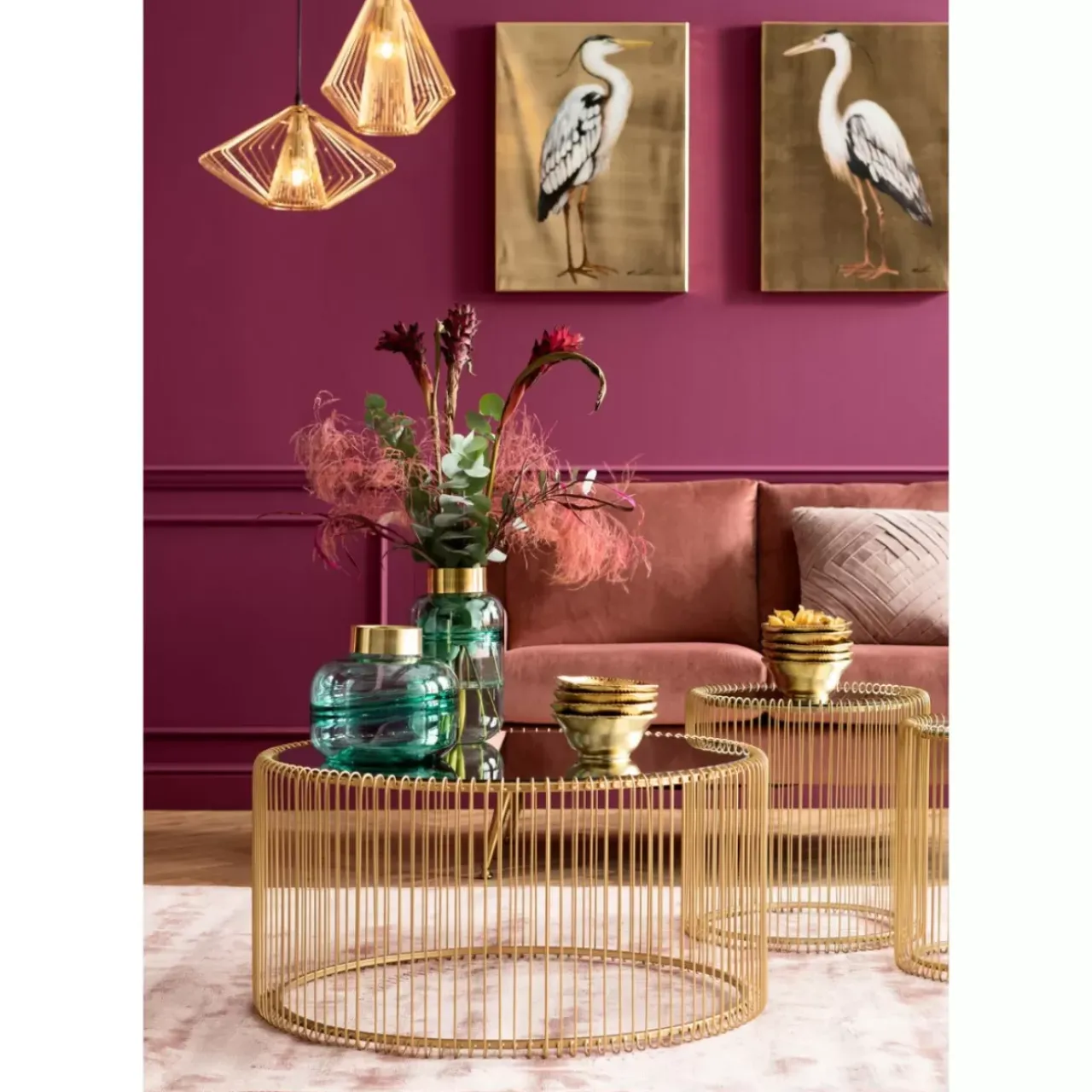 KARE Design Tische-Couchtisch Wire Uno Brass O80Cm