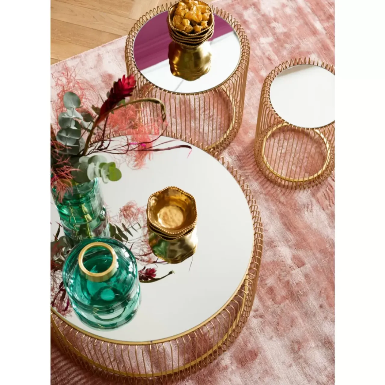 KARE Design Tische-Couchtisch Wire Uno Brass O80Cm