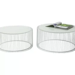 KARE Design Tische-Couchtisch Wire White (2/Set)
