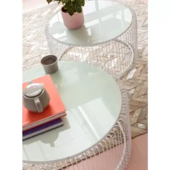 KARE Design Tische-Couchtisch Wire White (2/Set)