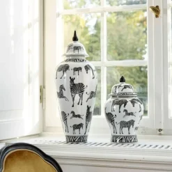 KARE Design Vasen-Deckelvase Zebra