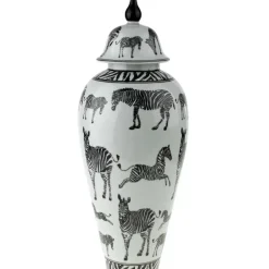 KARE Design Vasen-Deckelvase Zebra Gr 23X60