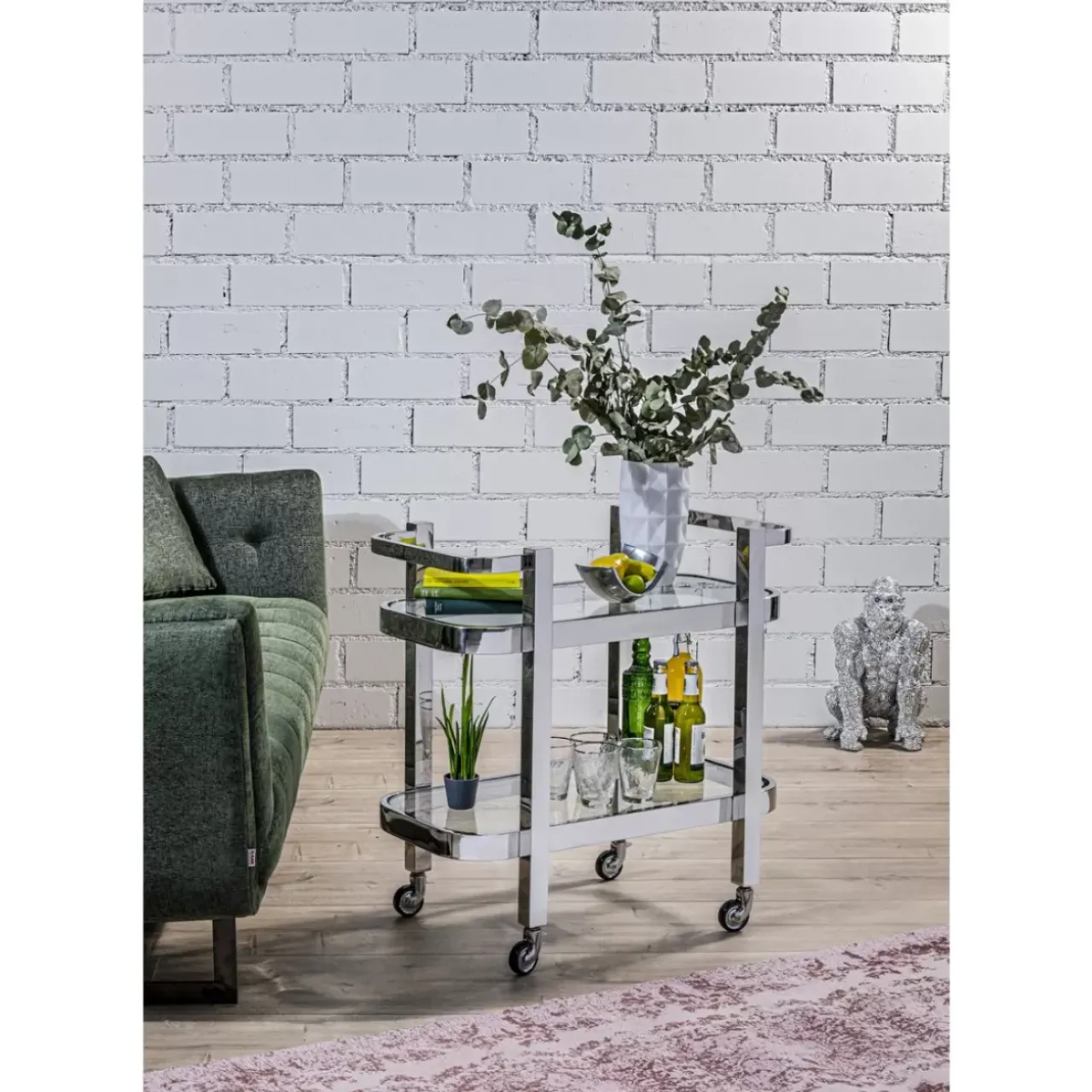 KARE Design Deko & Geschenkartikel-Deko Figur Shiny Gorilla Silber 46Cm