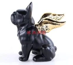 KARE Design Deko & Geschenkartikel-Deko Figur Sitting Angel Dog Gold-Schwarz