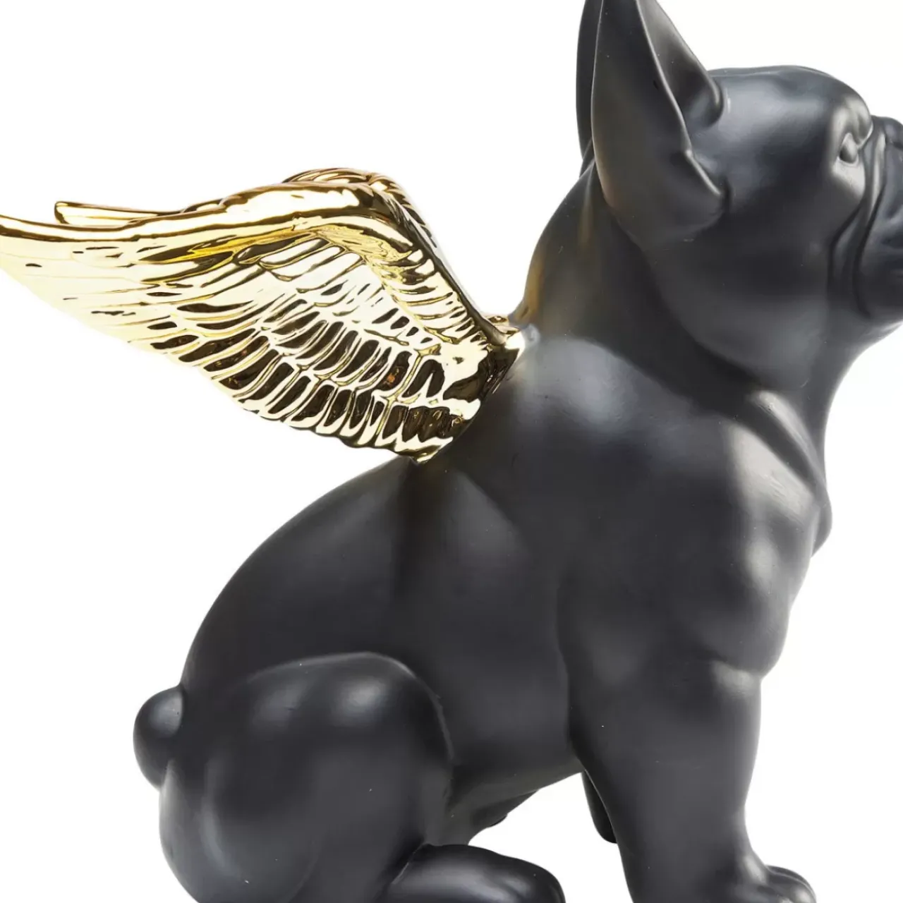 KARE Design Deko & Geschenkartikel-Deko Figur Sitting Angel Dog Gold-Schwarz