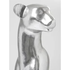 KARE Design Deko & Geschenkartikel-Deko Figur Sitting Leopard Silber 150Cm