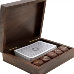 KARE Design Deko & Geschenkartikel-Deko Karten Box Gamble Wood (7/Tlg.)