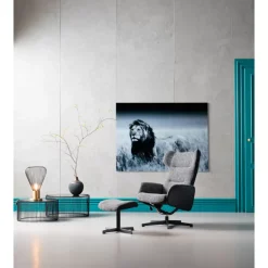 KARE Design Sessel-Drehsessel Mit Hocker Ohio Salt And Pepper