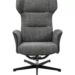 KARE Design Sessel-Drehsessel Mit Hocker Ohio Salt And Pepper