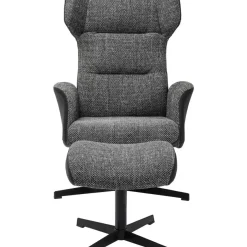 KARE Design Sessel-Drehsessel Mit Hocker Ohio Salt And Pepper