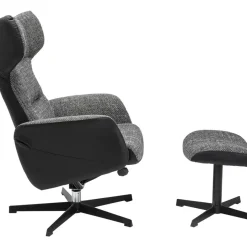 KARE Design Sessel-Drehsessel Mit Hocker Ohio Salt And Pepper