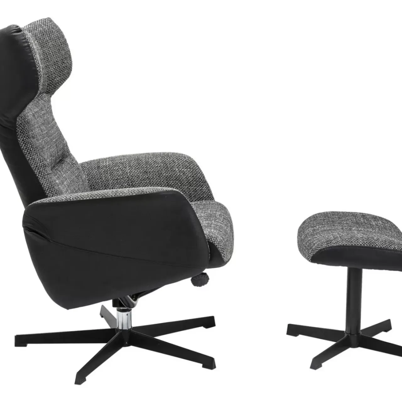 KARE Design Sessel-Drehsessel Mit Hocker Ohio Salt And Pepper